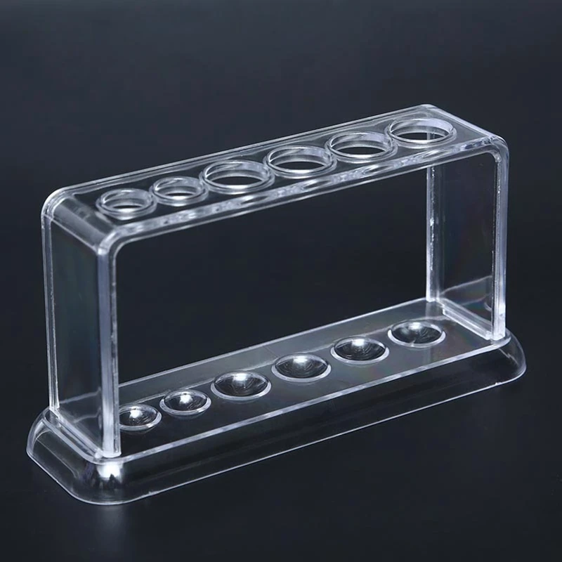 Plastic Clear Test Tube Rack 6 Holes Stand Lab Test Tube Stand Shelf School Supply Lab Equipment 16.7X8X3 Cm