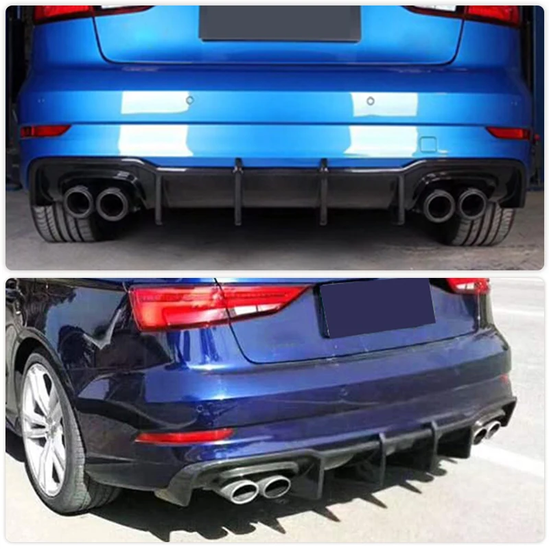 Car Rear Bumper Diffuser Lip for Audi A3 Sline S3 Sedan Hatchback 2017 Carbon Fiber Rear Bumper Diffuser Spoiler Lip Protector