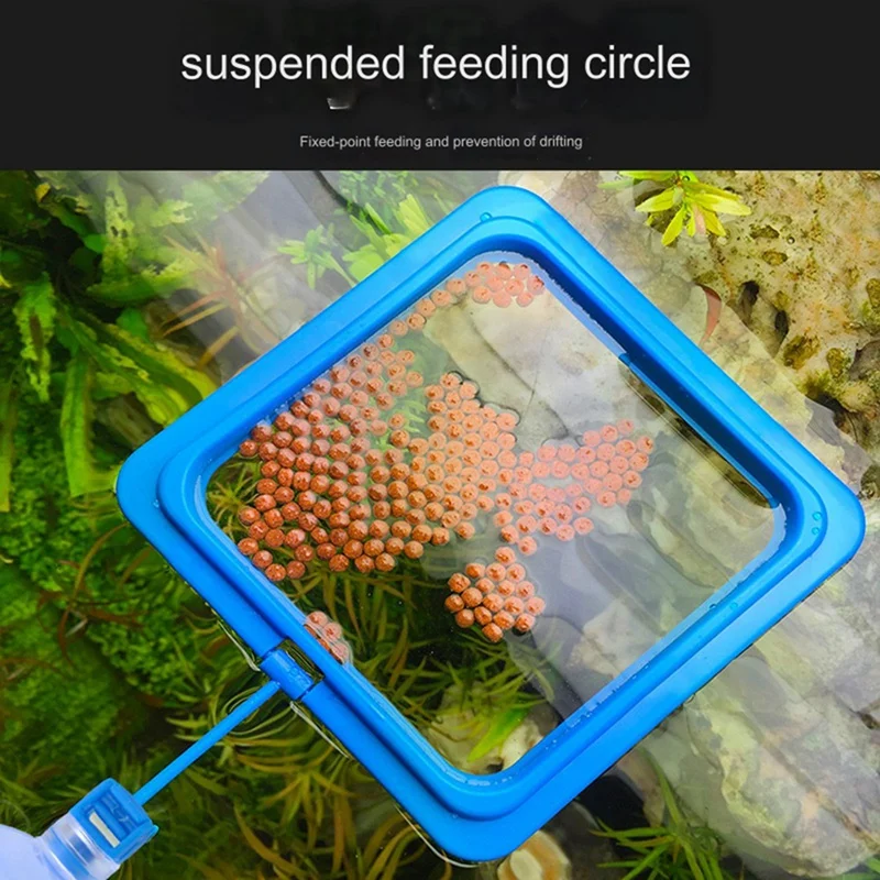 

Fish Feeding Ring Floating Food Feeder Circle with Suction Cup Easy to Install Aquarium Blue-A51M