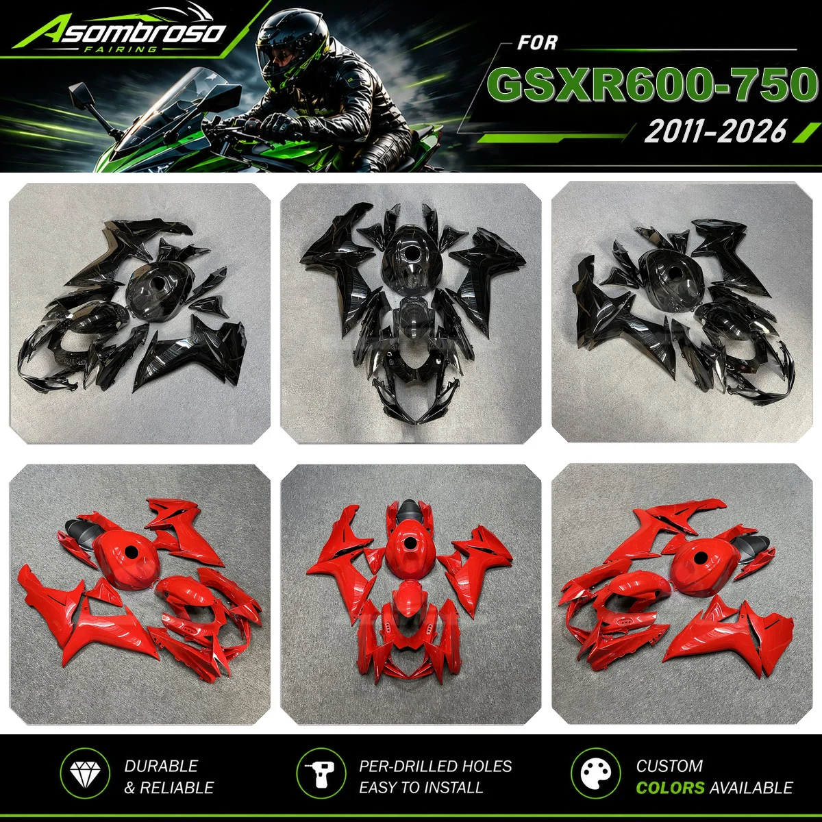 Motorcycle Accessories Fairings For Suzuki GSX-R 600 750 2011-2022 2023 2024 2025 2026 GSXR600 GSXR750 ABS Plastic Guard Plate