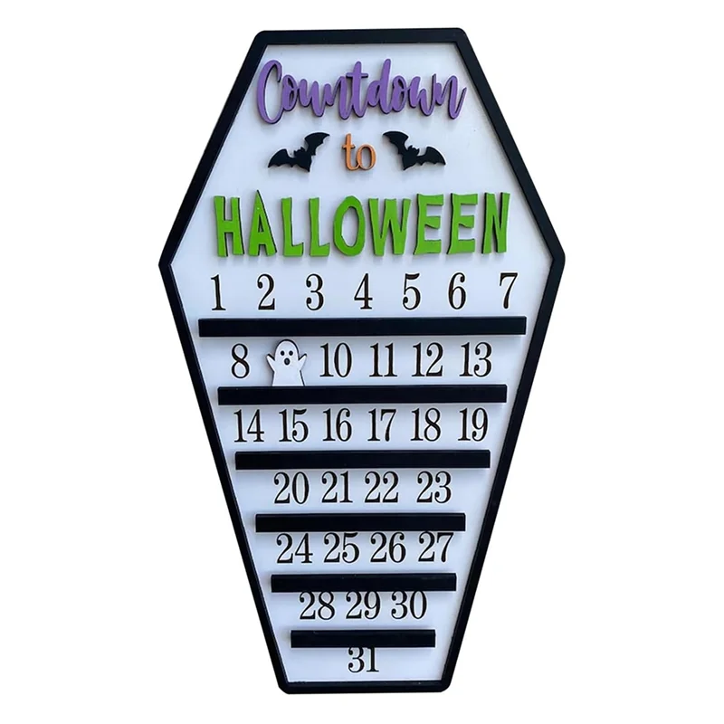 

Halloween Calendar, 31 Days Happy Halloween Coffin Calendar Countdown Calendar with Cutting Three Decoration B