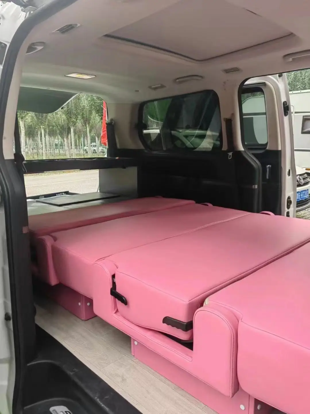 Caravan Luxury Rotary Folding Flat Seat RV Accessories Campervan Car Double Seat With Double Armrest And Bed Function