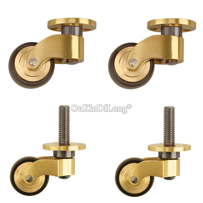 Durable 4PCS Brass Universal Furniture Casters Table Chair Sofa Couch Wear-resistant Silent Wheels Rollers 360° Swivel Castors