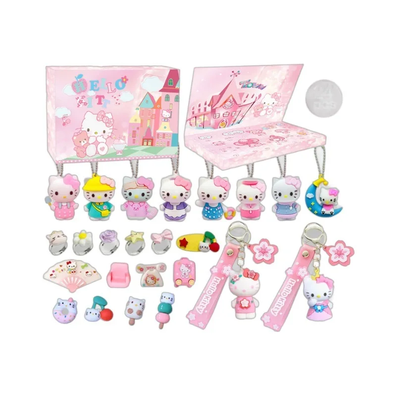 24 pz Sanrio Hello Kitty Kuromi Lotteria Giocattolo Ornamenti Cieco Scatola Anime Natale Calendario Advento Portachiavi Confezione Regalo Giocattolo Ragazze