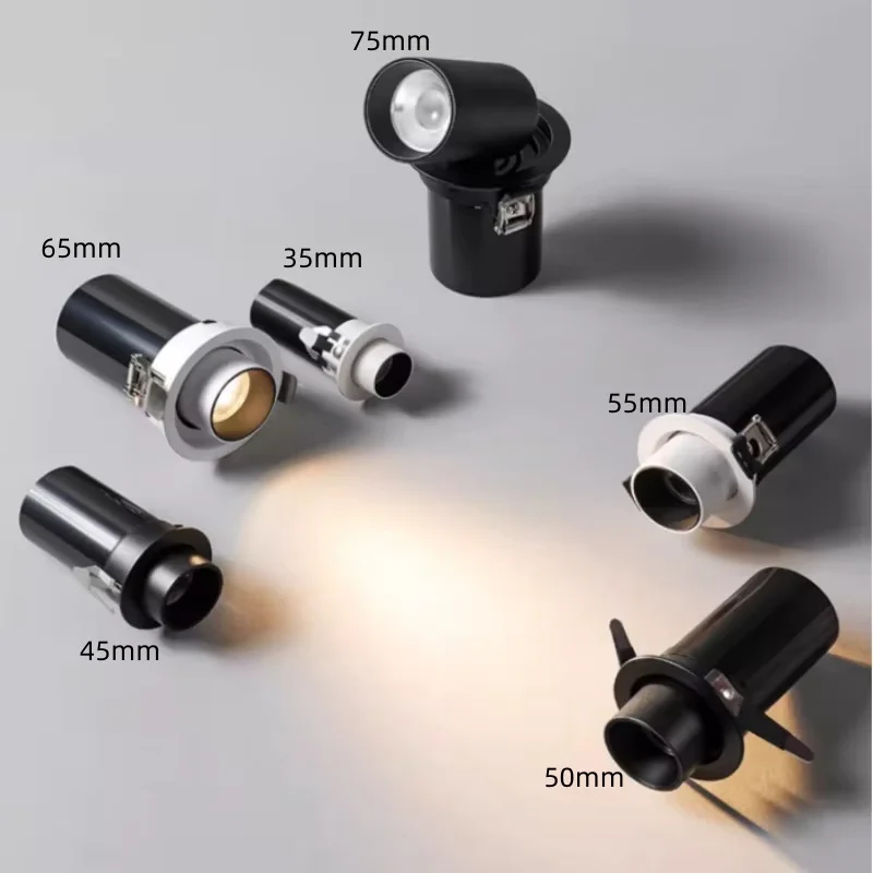 CANTH Stretching Spotlight 35/45/50/55/65/75MM Mini Compact Spotlight Embedded Small Aperture Full Spectrum Eye-Protecting Lamp