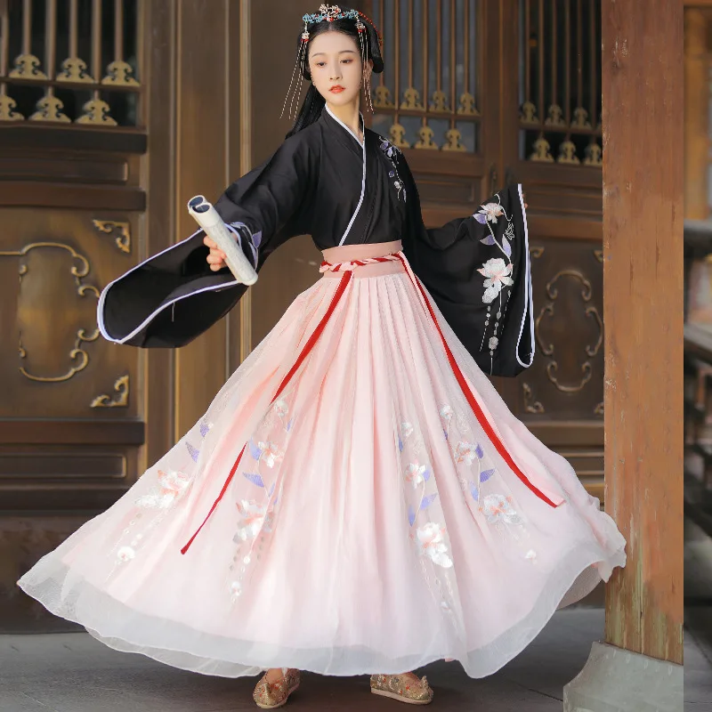 YF42 2024 New Women's Dance Dress Classical Elegant A-Line Embroidery Hanfu Female