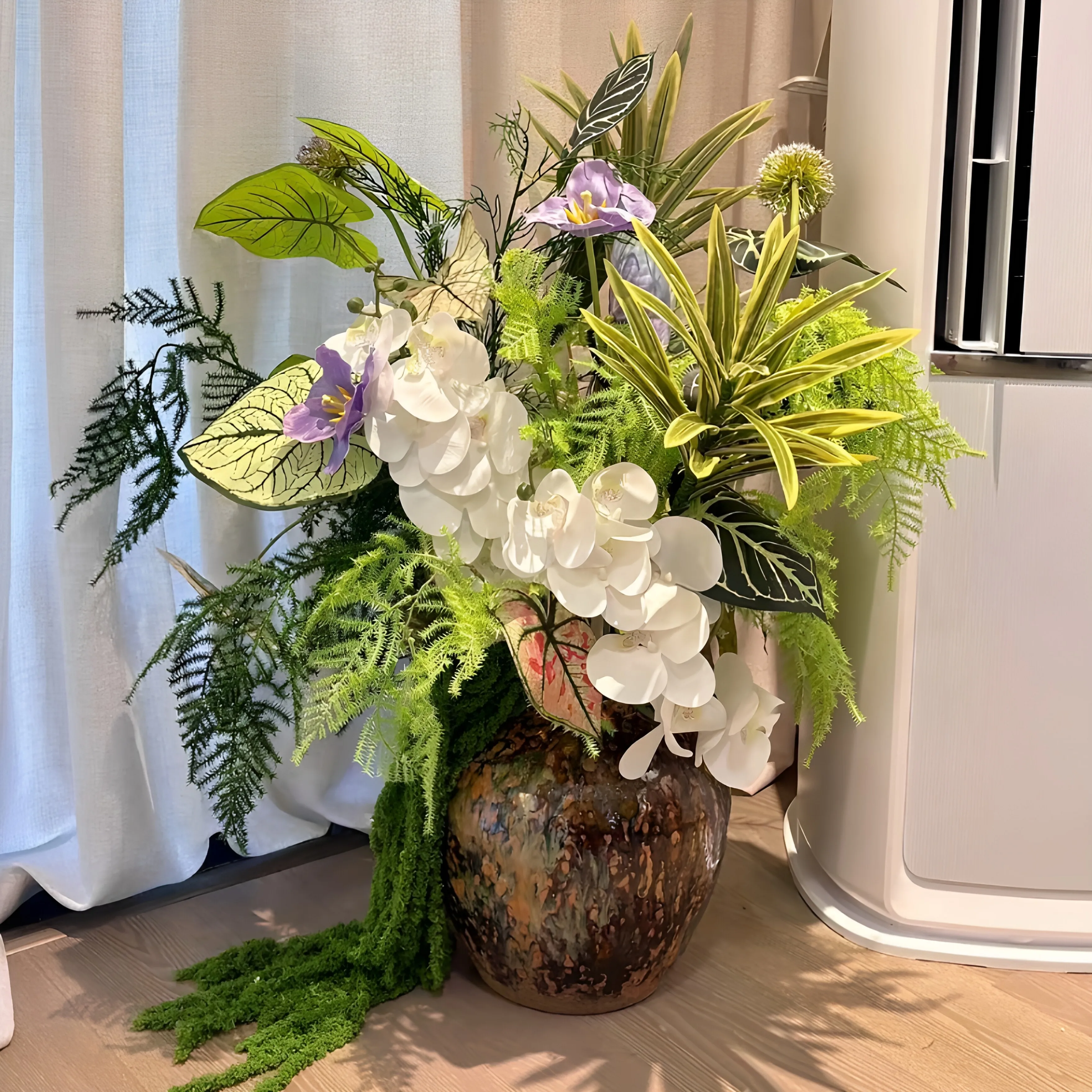 High‑End White Green Artificial Flowers Bouquet Wedding Decoration Floral Decor for Hotel Lobby Shop Window Display Vase Props