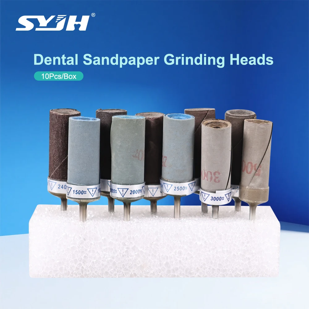 

SYJH 10Pcs Sandpaper Grinding Heads Abrasive Buffing Wheel 2.35mm Shank Polishing Mini Drill Bit Rotary Tool Dentist Materials