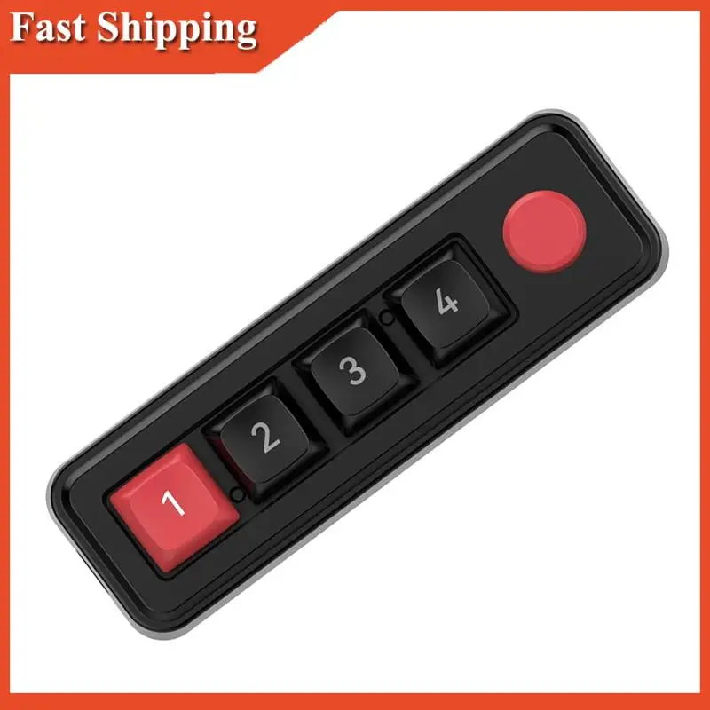 Эффективная механическая игровая клавиатура с 4 клавишами RGB и 1 ручкой — программирование макросов с возможностью горячей замены, черная