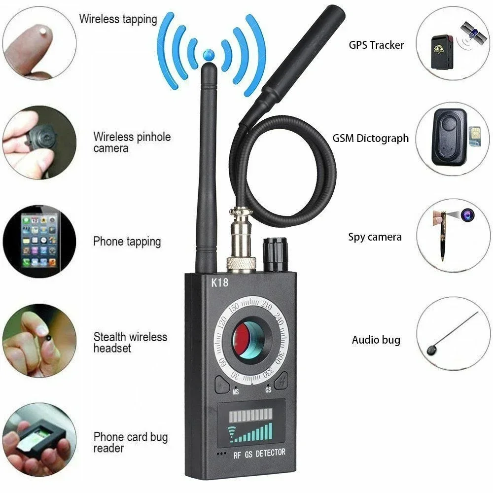 K18 Multi-function Anti Detector Bug Mini Audio Spy-Camera GSM Finder GPS Signal Lens RF Locator Tracker Detect Wireless Camera