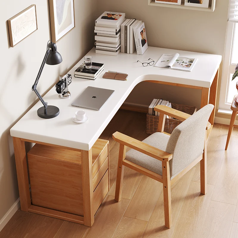 

*Corner for Home Office, Student Bedroom, Double Workbench. Modern Design, Solid Wood Computer , Modern and Simple.