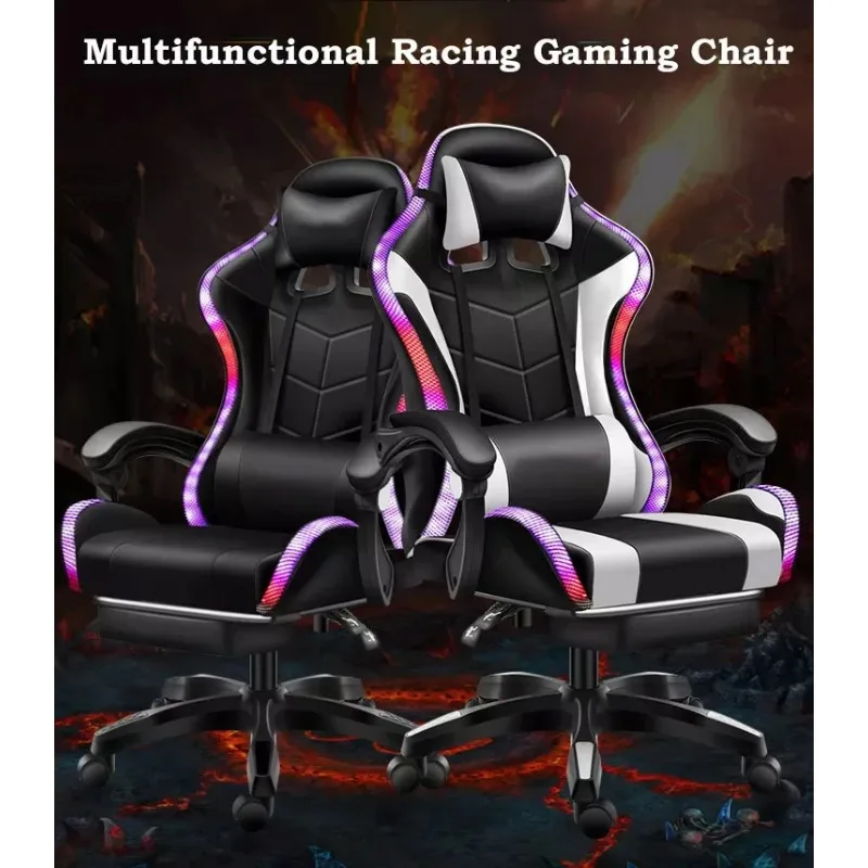 Cheap Pc Racing Computer Reclining Leather Gaming Chair with Footrest view 4
