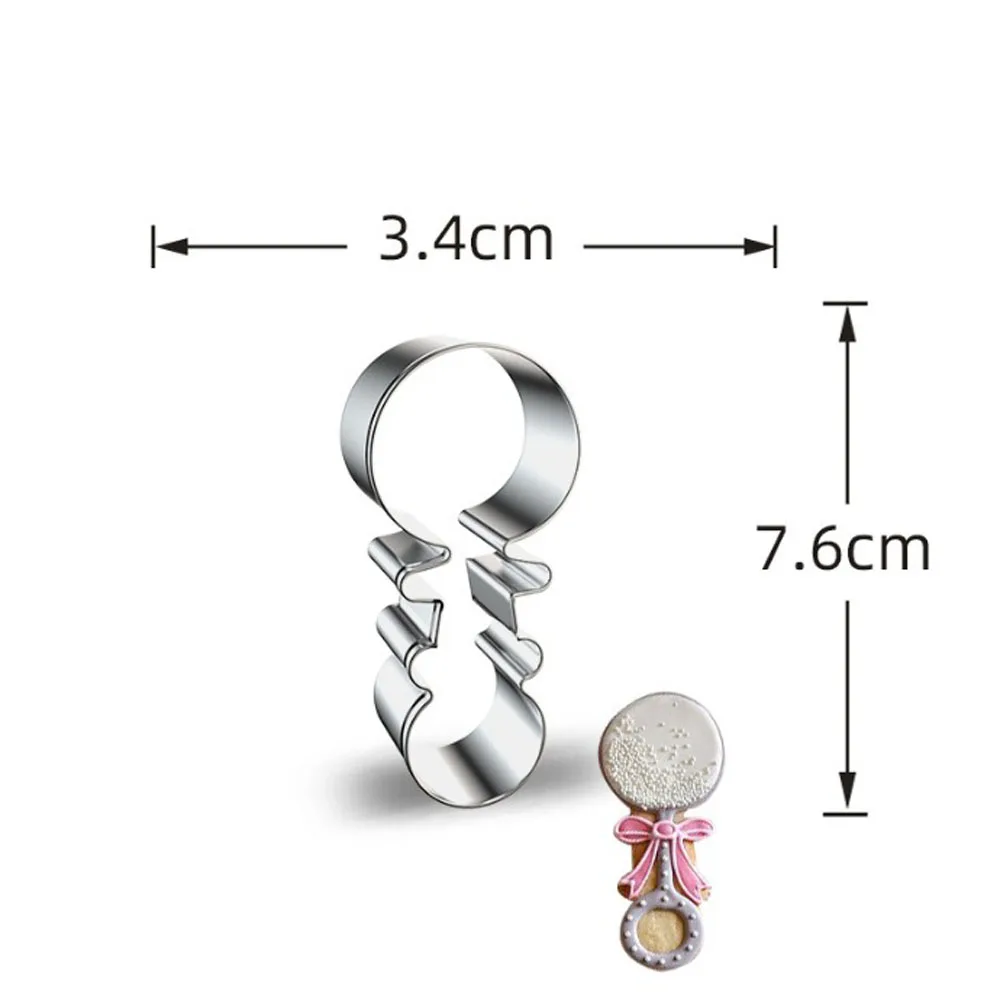 

1pcs Stainless Steel Cookie Cutter Baby Rattle Biscuit Mould patisserie Fondant Cake Decor Tools Cooking Moldes Pastry Shop DIY