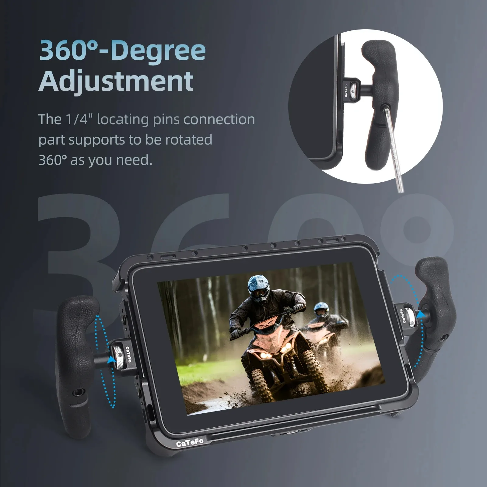 Клетка CaTeFo с комплектом ручек для YoloLiv YoloBox Ultra, клетка из полностью алюминиевого сплава с левыми и правами ручками 1/4 дюйма от