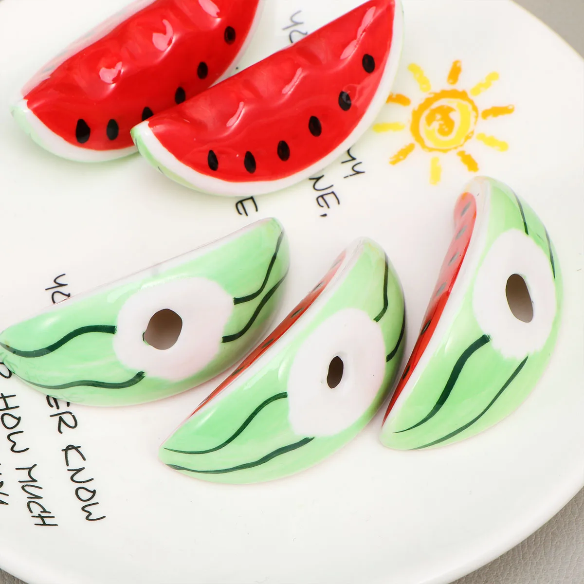 

5Pcs Watermelon Shaped Ceramic Chopstick Holder Spoon Fork Stand Colorful Tableware Decor Easy Clean Dishwasher Safe