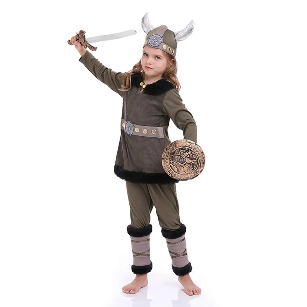 Costume Cosplay Viking pour Enfants, Tenues de brev, ixd'Halloween, Carnaval, Imbibé, 7,5