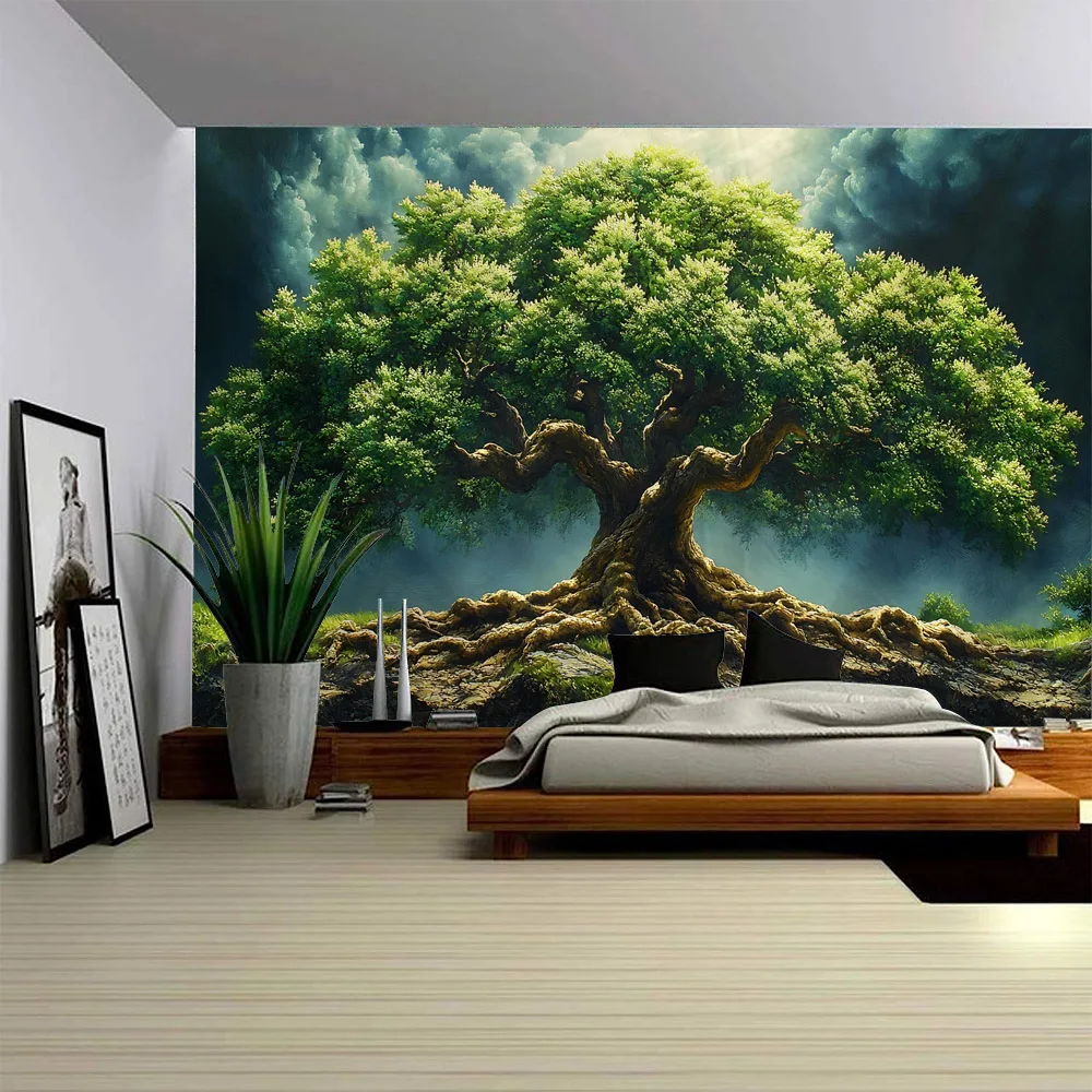 Гобелен "Дерево жизни", настенное украшение, хиппи эстетика, мандала