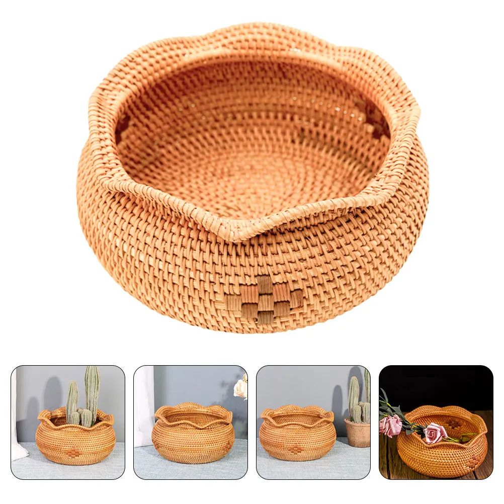 

Woven Fruit Basket Premium Handwoven Storage Basket for Kitchen Snacks Bread Keys Cosmetics Lightweight Decorative Tabletop