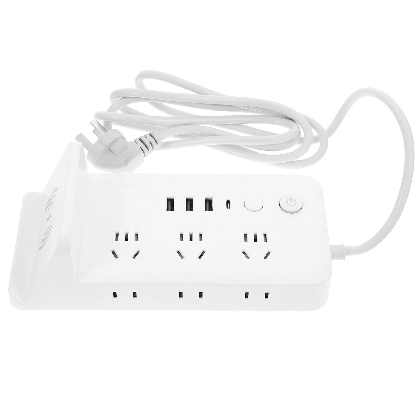

Wireless Charging Extension Socket Triple USB Power Strip Premium Pc PP Material Impact Resistant Safe Home Office Multiple