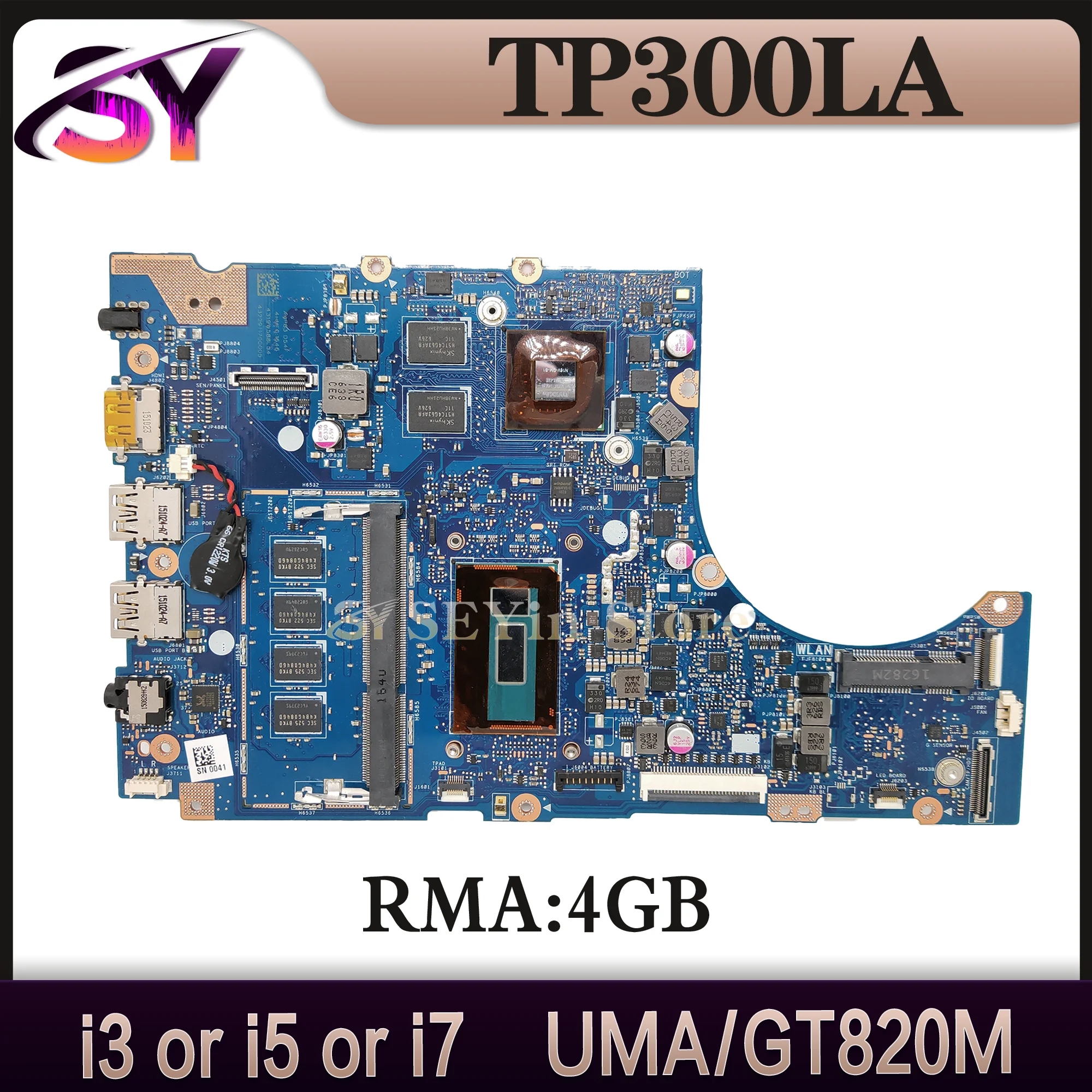 TP300LA Mainboard For ASUS TP300L TP300LD TP300LJ Q302L Q302LA Laptop Motherboard I3 I5 I7 4GB/RAM UMA/GT820M