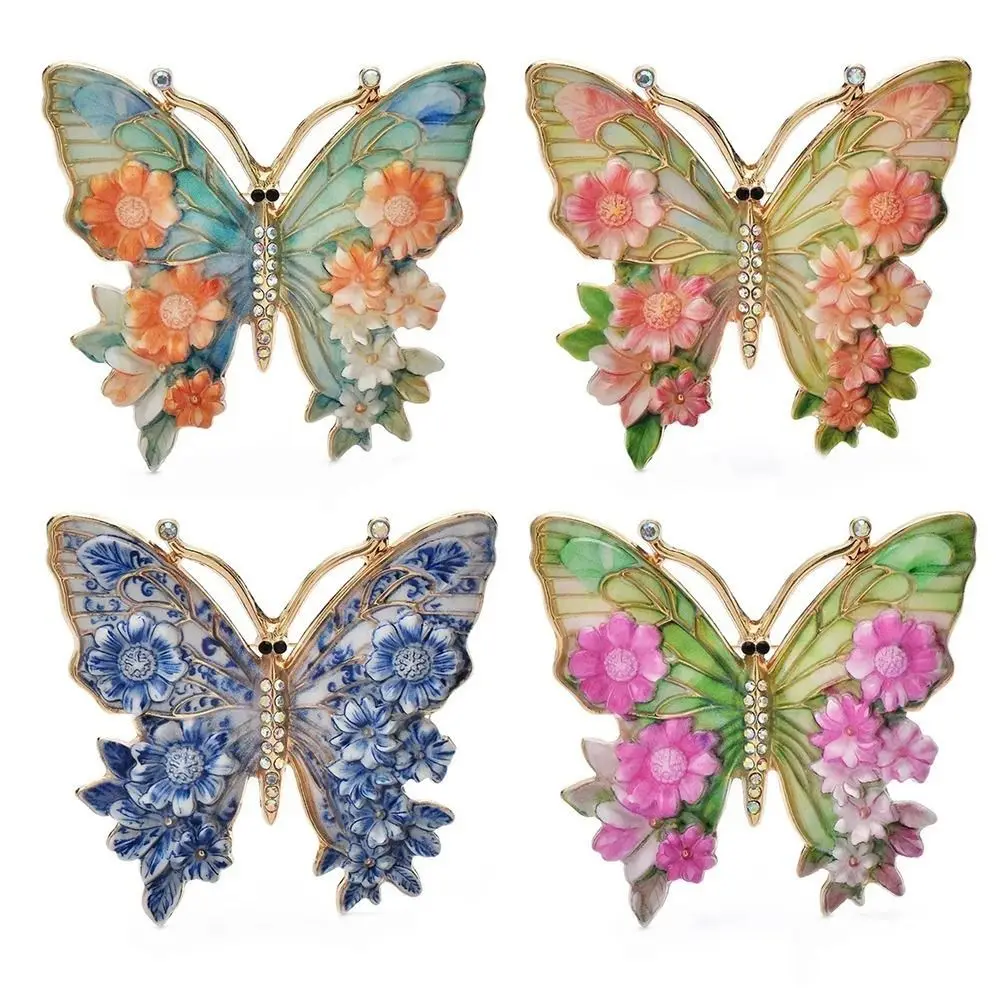 جديد حجر الراين زهرة الفراشة دبابيس 5-Color للجنسين المينا دبابيس الحشرات دبابيس الملابس النسائية #3
