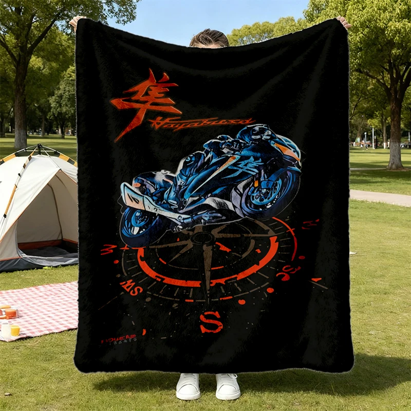 Hayabusa 1300 Motorcycle Flannel Blanket for Biker Gift for Riders Street Racing Fans High Speed Motorcycle Graphic Flan