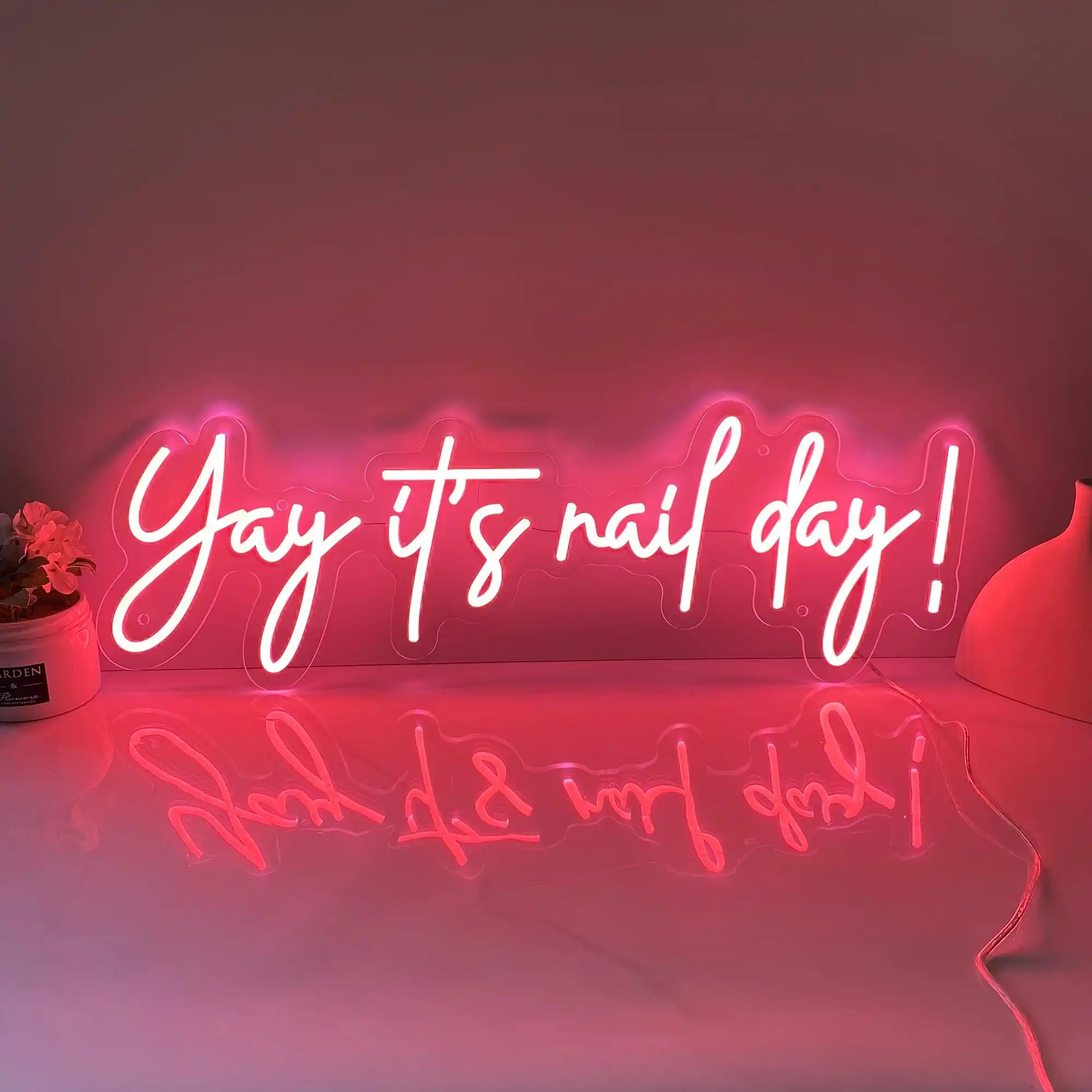 Yay It's Nail Day Neon Sign Custom Salon Logo Nail Wall Art Decor Beauty Salon Neon Custom Glow Business Shop Bar Club Sign