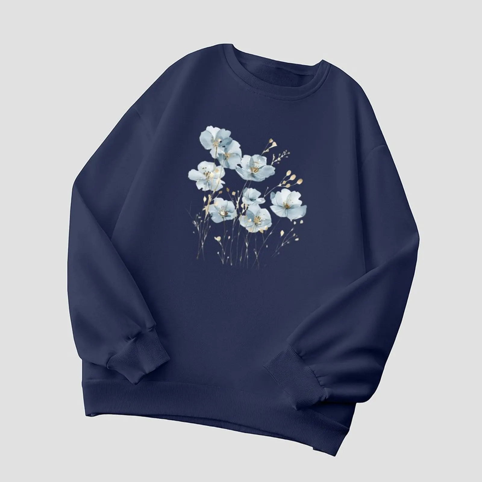 

2025 Fashion O-Neck Long Sleeve Pullovers Woman Y2k Elegant Sweatshirt Velvet Winter Comfortable Loose Casual Printed Tops