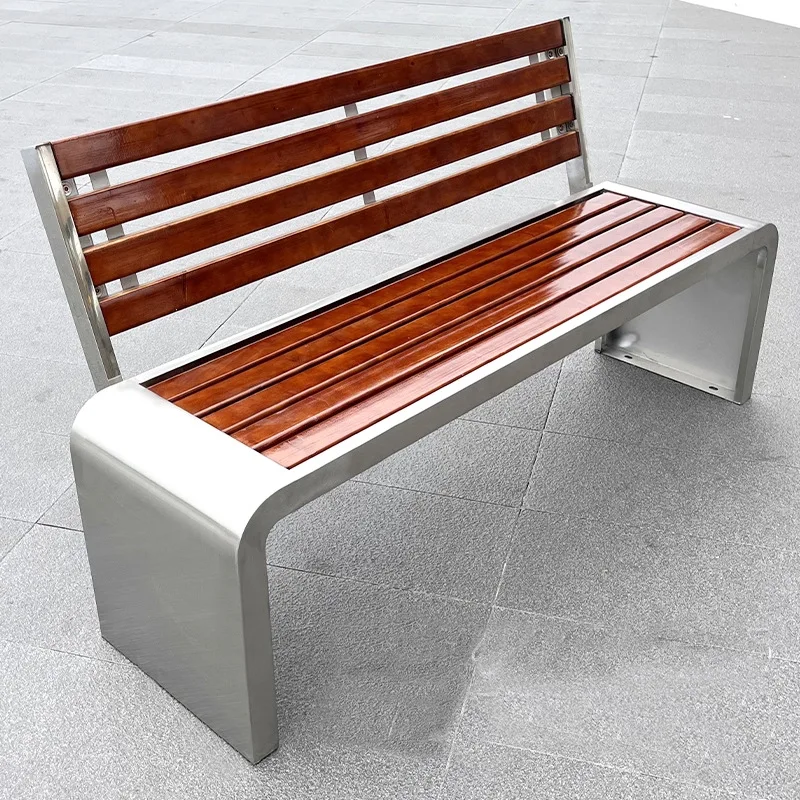 

Stainless steel bench back anti-corrosion plastic wood bench community seat leisure chair stool park chair outdoor bench
