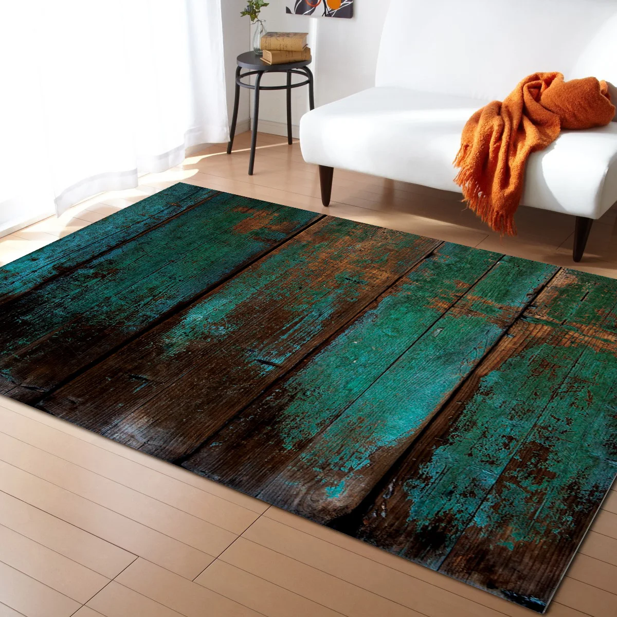 

Vintage Tattered Wood Grain Texture Living Room Floor Mat Children's Room Bedroom Bedside Carpet Kitchen Door Mat