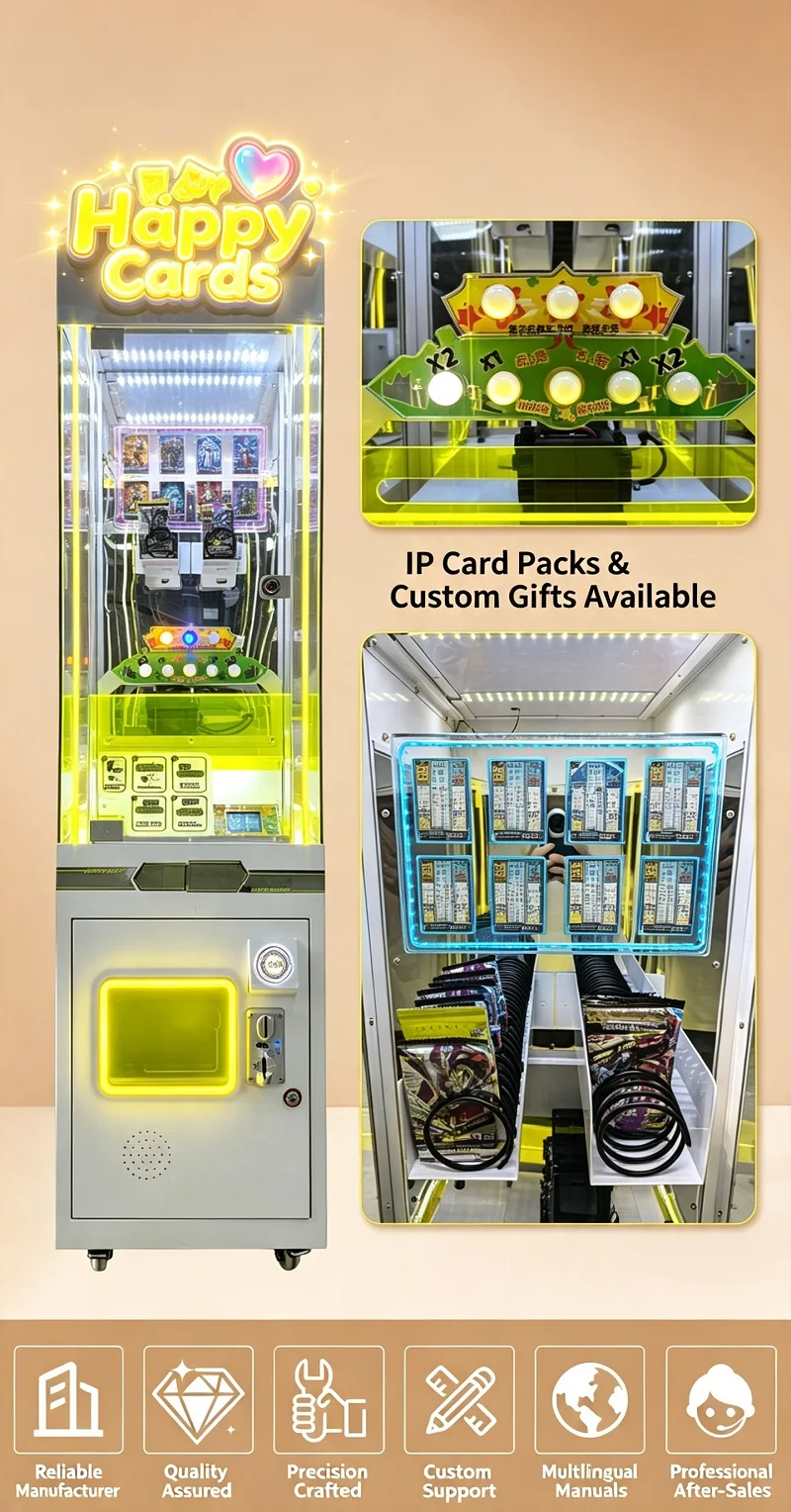 Public Amusement Trading Card Dispenser, Pika Card Push Machine, Coin‑Operated Unit for Game Center Project Customized
