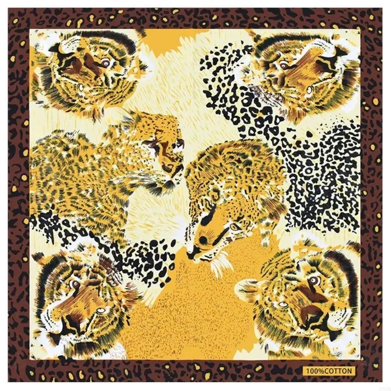 21'' Pattern Bandana Head Scarf for Women Male Square Turbans Head Scarf Colorful Head Wrap Headwear 6XDA