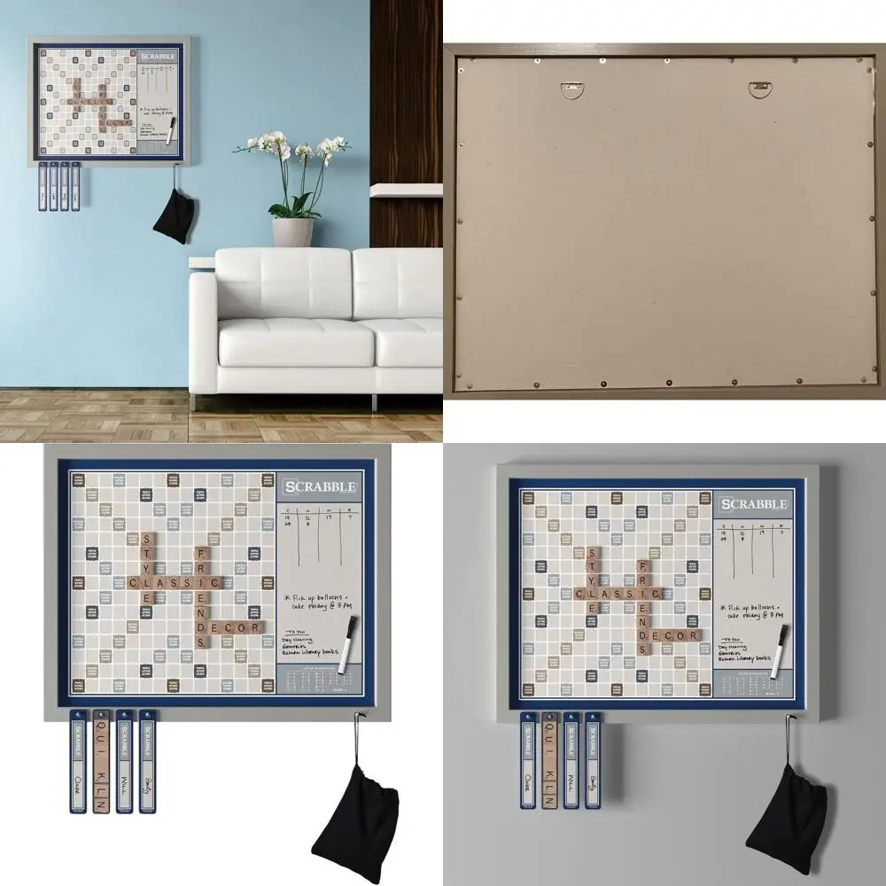 

Scrabble Deluxe 2-in-1 Magnetic Wall Game: Family Word Fun with Oversized 30x24 Wooden Frame