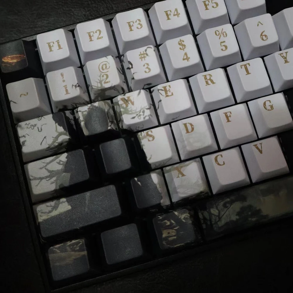 Keycaps Black Myth Wukong 125 keys Cherry Profile Keycap PBT Ergonomics Sublimation Game Accessories Wooting Mechanical Keyboard