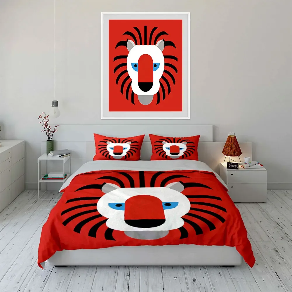 Lion Design Home Decor Set Soft Comfortable Duvet Cover Bedding Set Included 1*Duvet Cover & 2*Pillowcases, gift