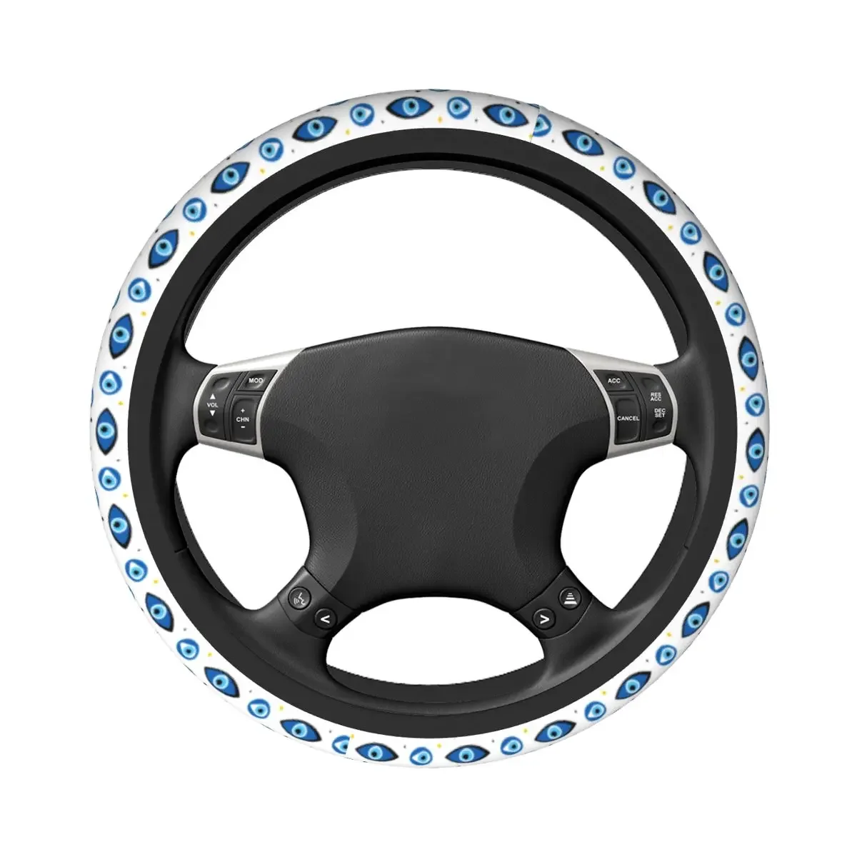 Nazar Evil Eye Lucky Charms Car Steering Wheel Cover 37-38 Anti-slip Turkish Amulets Auto Steering Wheel Protector Car-styling