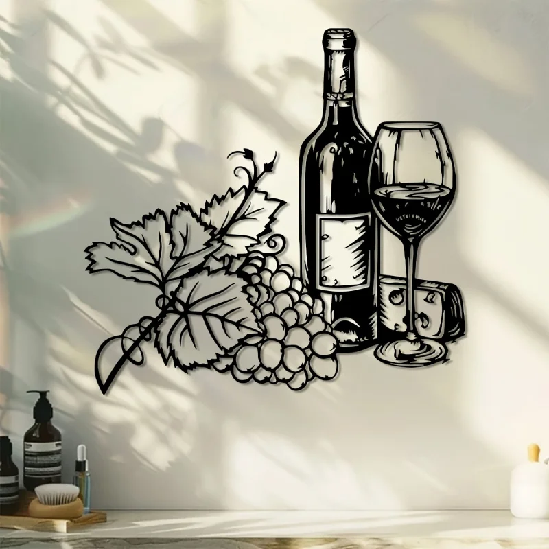 Wine-themed metal wall decoration—Wine，Wrought iron wall decoration，Suitable for Home Use、Terrace、Balcony - view 5