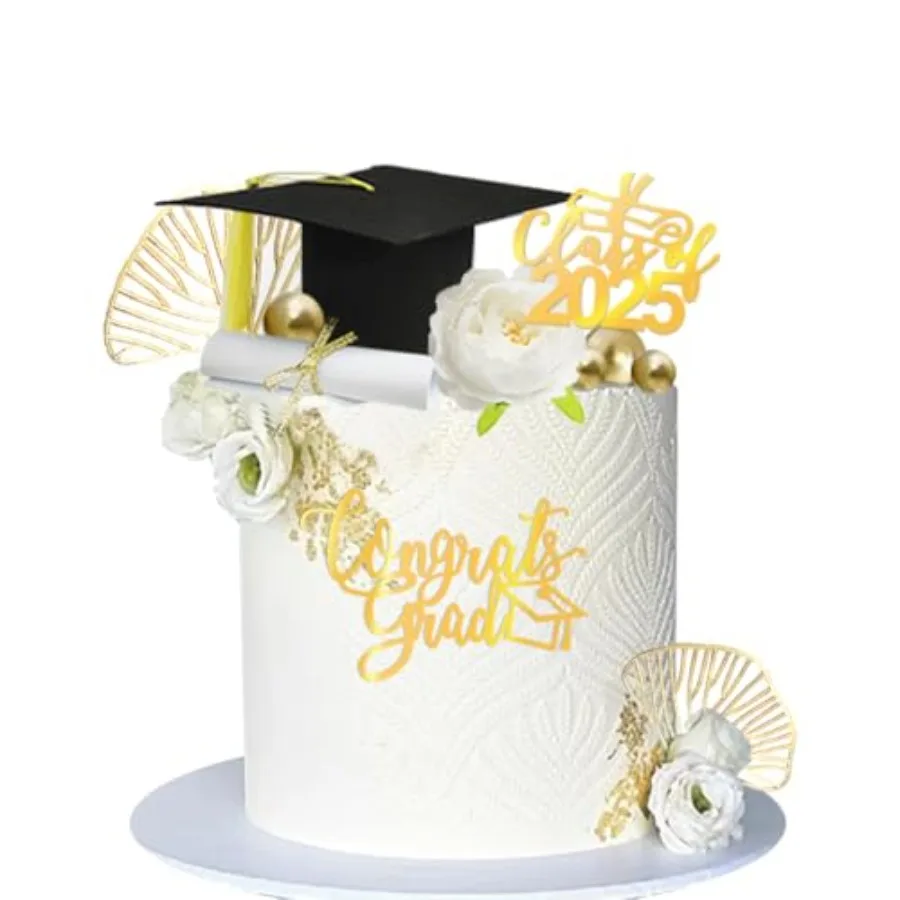 كعكة التخرج توبر زهرة غراد قبعة كعكة توبر مجموعة فئة 2025 الخريجين غراد كعكة ديكور لحفلة التخرج