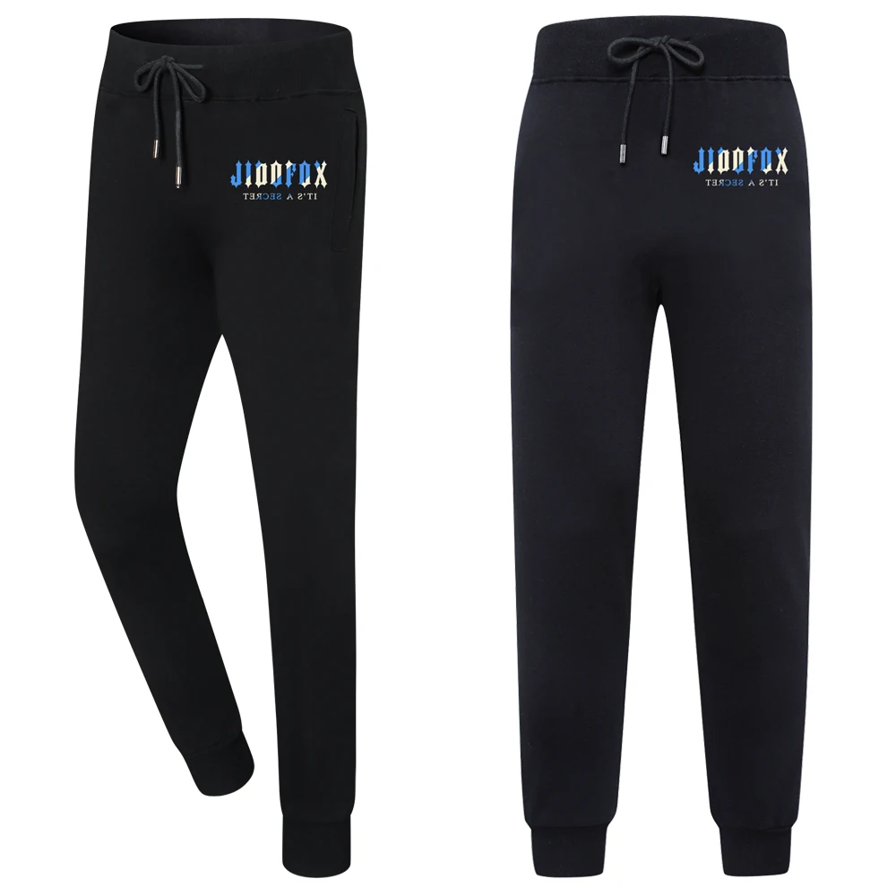 JIDOFOX-Calça de Moletom de Algodão Masculina e Feminina, Casual, Brand, Elástico, Fino, Esporte, Corrida, Treino, Rua, Tendência, Longo