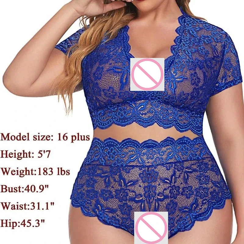 

Women's large size shirts floral lace underwear tights Mesh doll pajamas Sexy dress tight underwear erotic plus size lingerie
