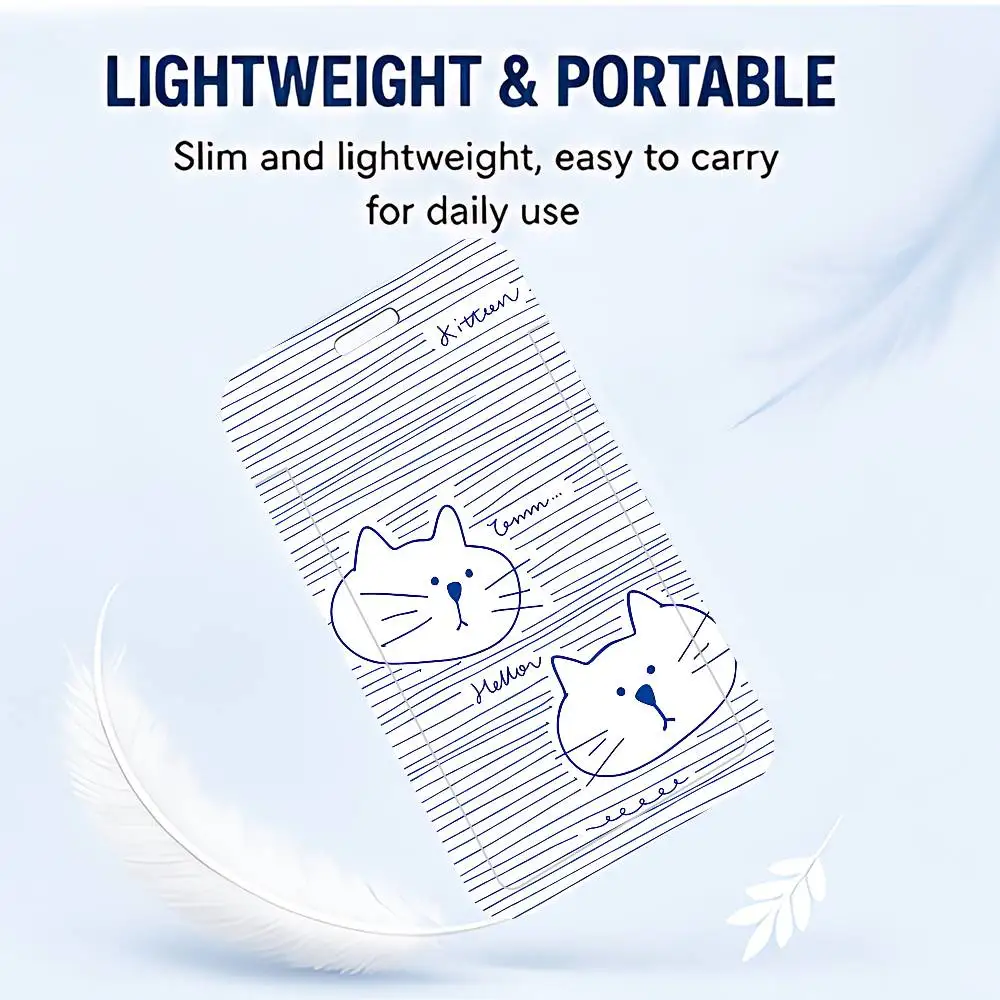 INS Blue White Line Kitten Head ID Card Holder PVC Badge Holder With Lanyard Slot Student Bus Card Cover Office Work Card Case