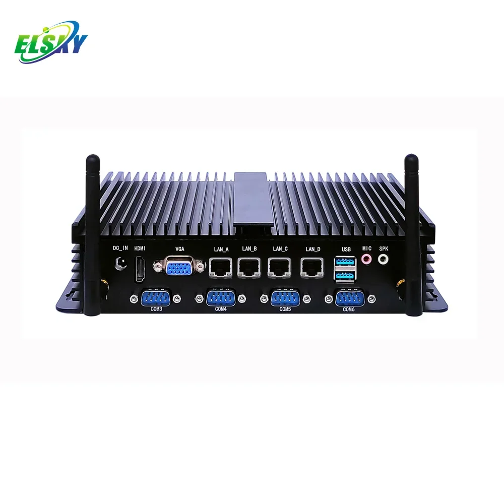 ELSKY fanless industrial mini pc SPC450 with CPU Broadwell-U 5th gen CORE i7 5500U 2/3/4*LAN optional Mini-PCIE Power 12V