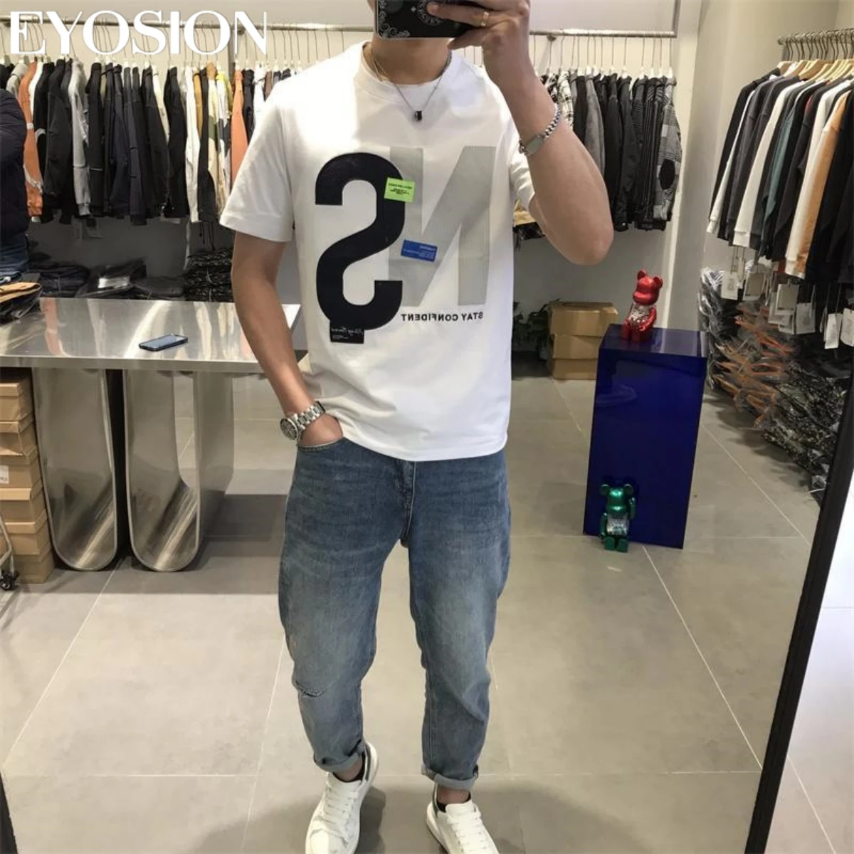 Summer New Men\'s T-shirt Letter Printing Cotton Round Neck  Loose Fashion Male Short Sleeve Tee Plus Size 5XL Tees Tops Clothes