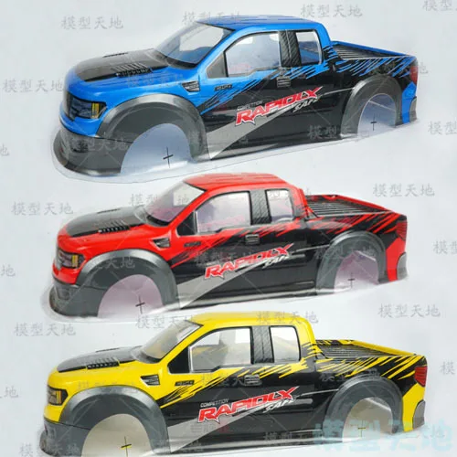 

1:10 200MM Wheelbase RC Monster Truck PVC Car Shell - Raptor Yellow/Blue/Red for HSP 94108/94111/94188
