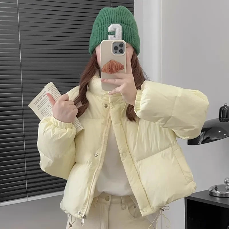 Winter Down Cotton Coat Women Solid Color Loose Padded Jacket Puffer Parkas Casual Female Zipper Thickening Warm Outwear