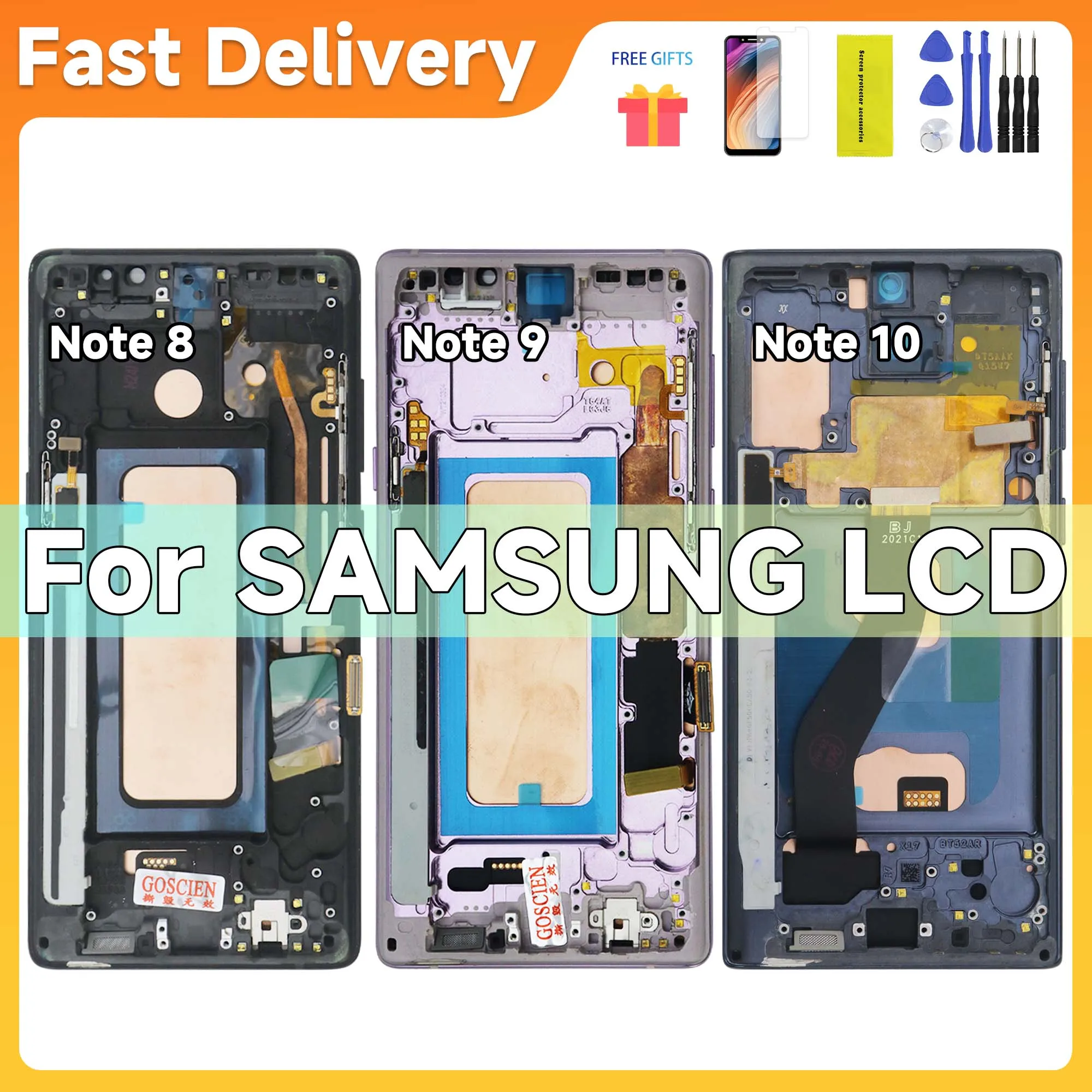 LCD para Samsung Note8 Note9 Note10 MONTAJE DE digitalizador con pantalla táctil LCD con marco Note 8 Note 9 Note 10