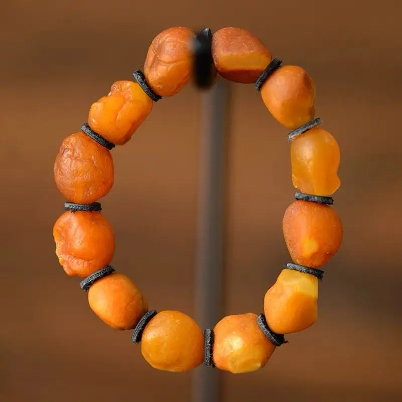 UMQ Original New Amber Beeswax Sea Float Rough Stone Bracelet Pure Natural Brain Texture Sea Float Men and Women Jewelry Gift