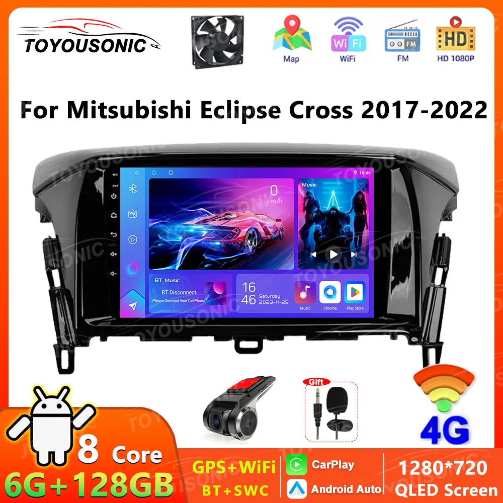 TOYOUSONIC Carplay Auto Car Radio For Mitsubishi Eclipse Cross 2017-2022 Multimedia Video Player Navigation GPS 2din Head Unit