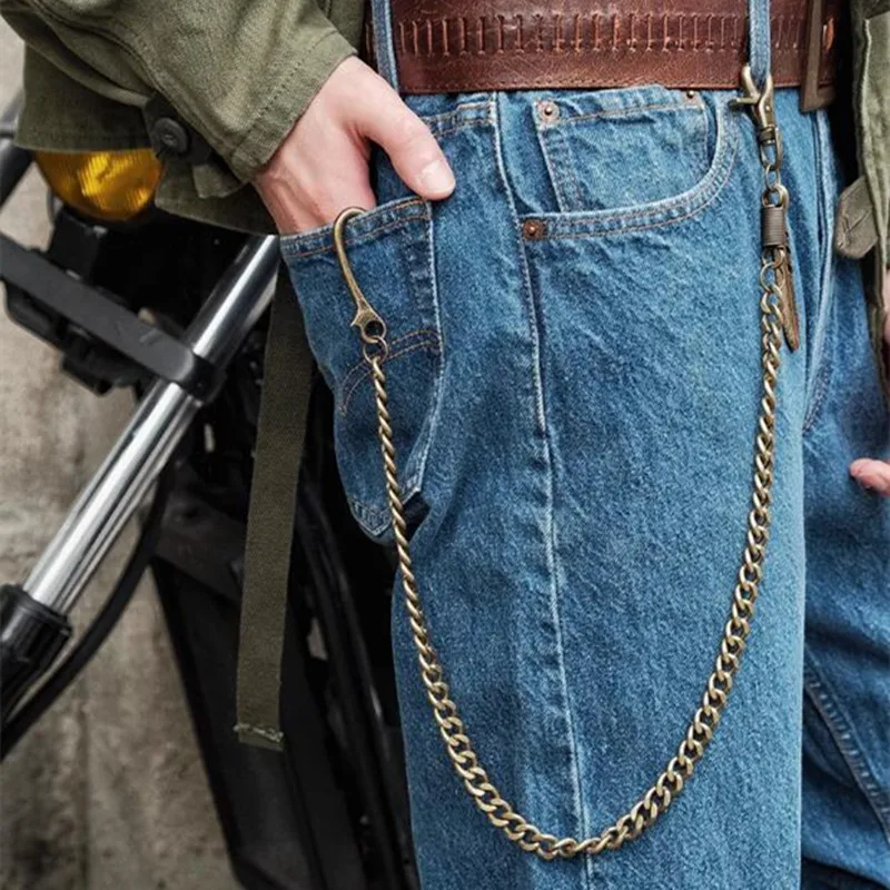 72CM Retro Feather Pants Chain Bilayer Metal Body One's Waist y2k Gothic Rock Emo Accessories Key Chain Wallet Chain