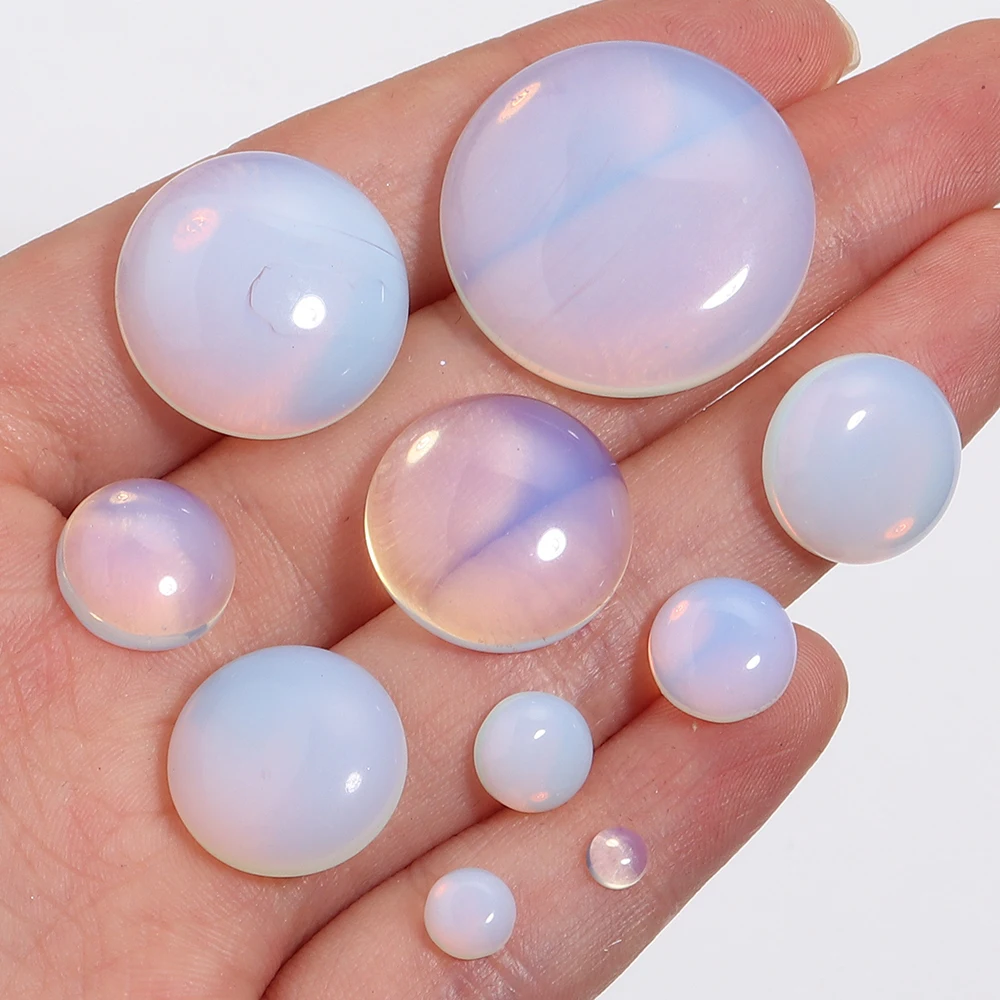 5-10pcs Natural Stone Cabochon Beads Opal Stone Round Flat Back Cabochon Cameo For DIY Jewelry Making Ring Pendant Accessories